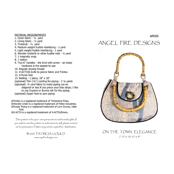 New - AFD05 - On The Town Elegance Purse Pattern - Picture 1 of 6
